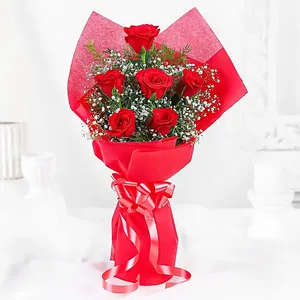 Vivid Love 6 Red Roses Bouquet