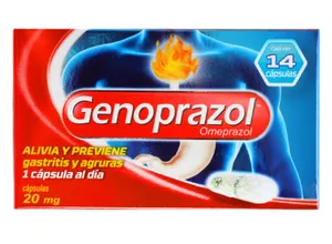 Genoprazol Gastritis y Agruras Omeprazol 20MG 14 Cápsulas