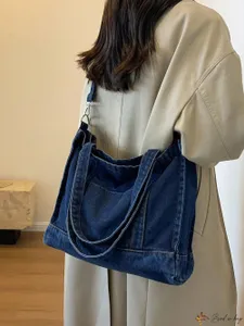 Raw Hem Denim Shoulder Bag