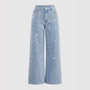Beaded Straight Leg Jeans