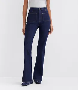 Belted Flare Leg Jeans
