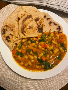 chapati flatbread with beans