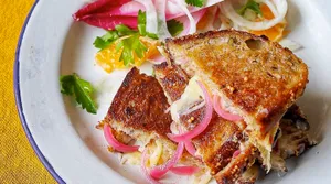 Masala Grilled Cheese with Pickled Onions