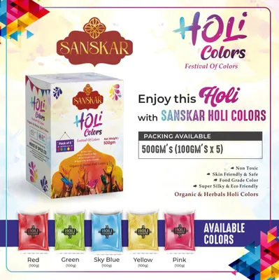 Sanskar Holi Colours - Pack of 5 - 500 grams(100 gms *5)