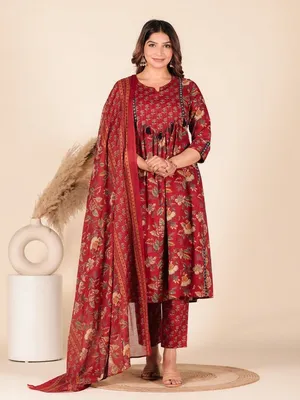 Embroidered Liva with Aari Work Short Kurti