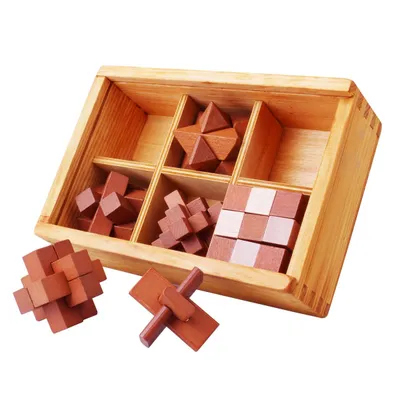 Wooden Brain Teaser Puzzle Set