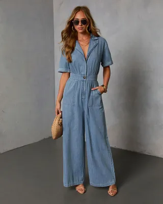 Buttoned Denim Jumpsuit