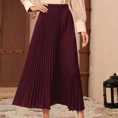 Burgundy Pleated Skirt
