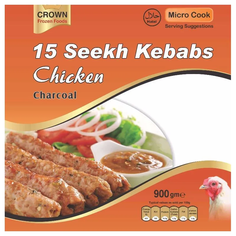 Crown Foods 15 Chicken Seekh Kebabs 1kg